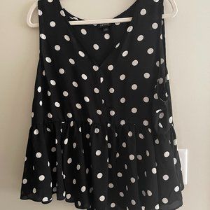 Torrid - Size 2 - Peplum Ruffled Cropped Polka Dot Tank Top